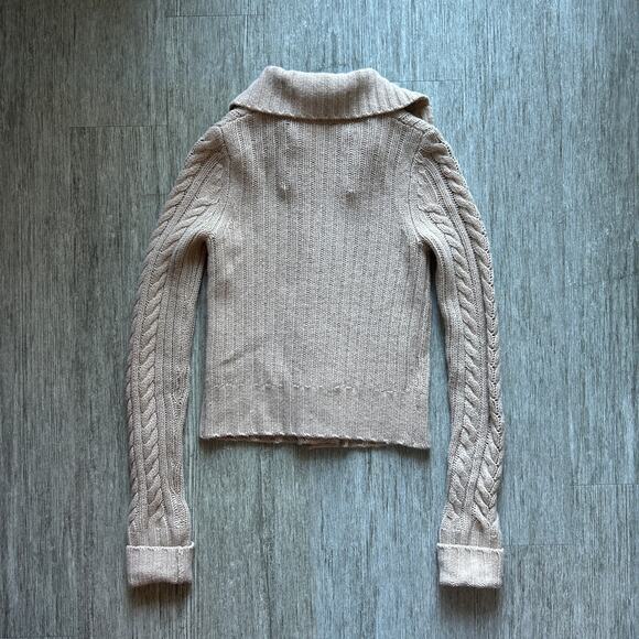 Abercrombie & Fitch Tan Y2K Cable Knit Button Down Cardigan Sweater Size Small - Picture 7 of 8